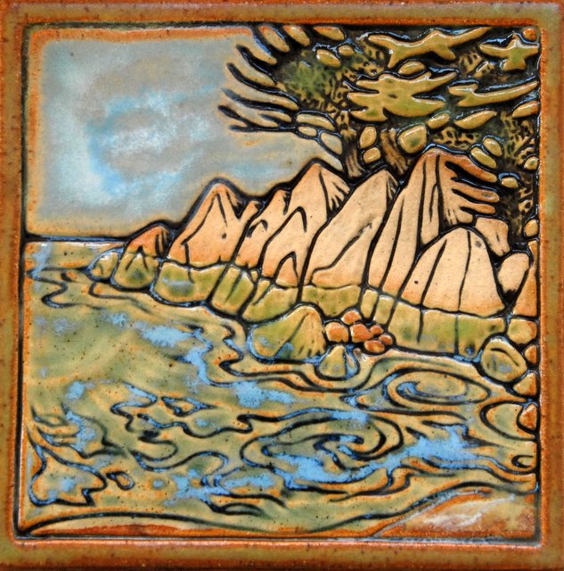 Hand made ceramic tile by Steve Baranowski, Davenport, Bonny Doon, DoonArt, DoonArt Tour, Studio Tour, Santa Cruz Mountains, art, artists, artworks, Free Event,  Family Event, Art Demos, Artist Studios, Paintings,  woodcuts, digital art, ceramics, jewelry, glass,  woodworking, photography, rosemaling, sculpture, textiles, California, Santa Cruz County