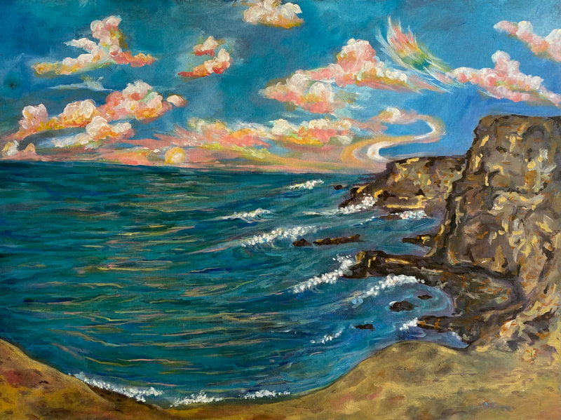 Acrylic paintings, seascapes, Christy Carico, DoonArt, Bonny Doon Studio Tour, Santa Cruz, California