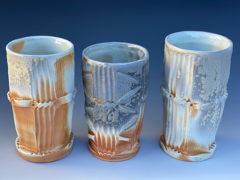 glasses, wood fired, Sam Clarkson, Ceramics, Local Clay, Wood Fired, potter, pottery, Boony Doon artist, Santa Cruz, California