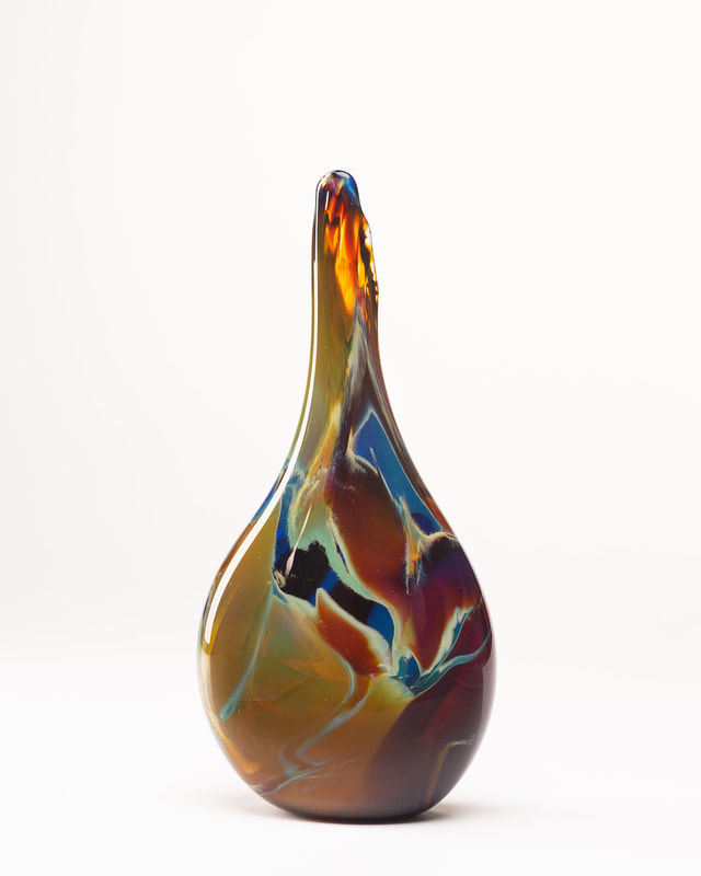 hand blown, Chris Johnson, glass artist, blown glass, irridescent glass, art glass, vases, vessels, DoonArt Tour, Davenport, Santa Cruz, California