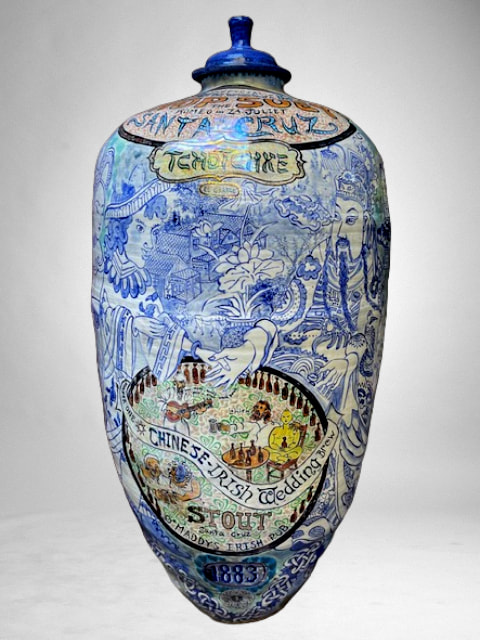 Mattie Leeds, Ceramics, Ceramic Artist, large vessels, porcelain, hand decorated, DoonArt Tour, Mattie Leeds Studio, Bonny Doon, Santa Cruz, California