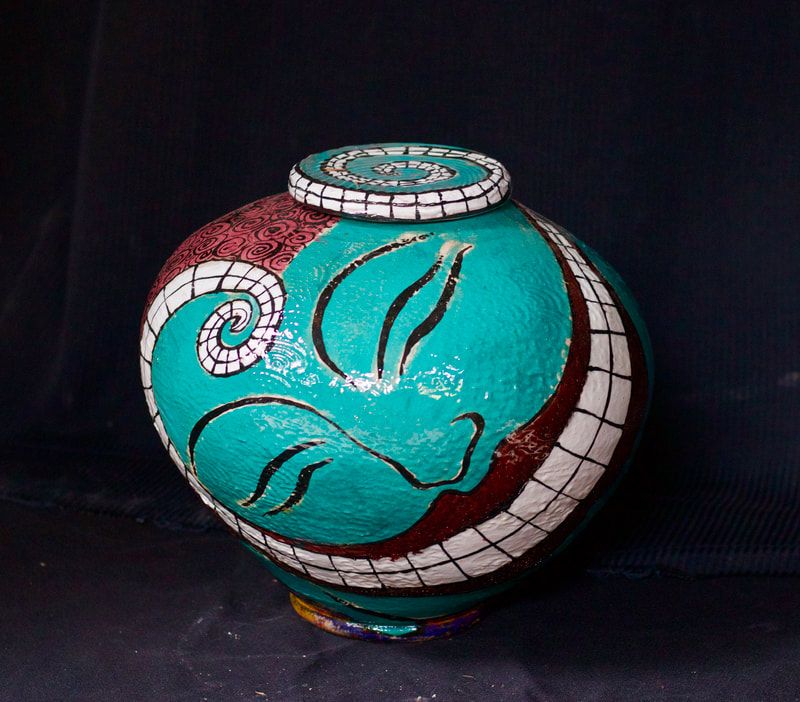 Ceramic vase by Mattie Leeds, Santa Cruz Mountains, Bonny Doon artist.